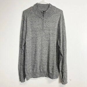 NEW 14th & Union Sweater Men Large Gray Pullover Quarter Zip Cashmere Blend NWOT